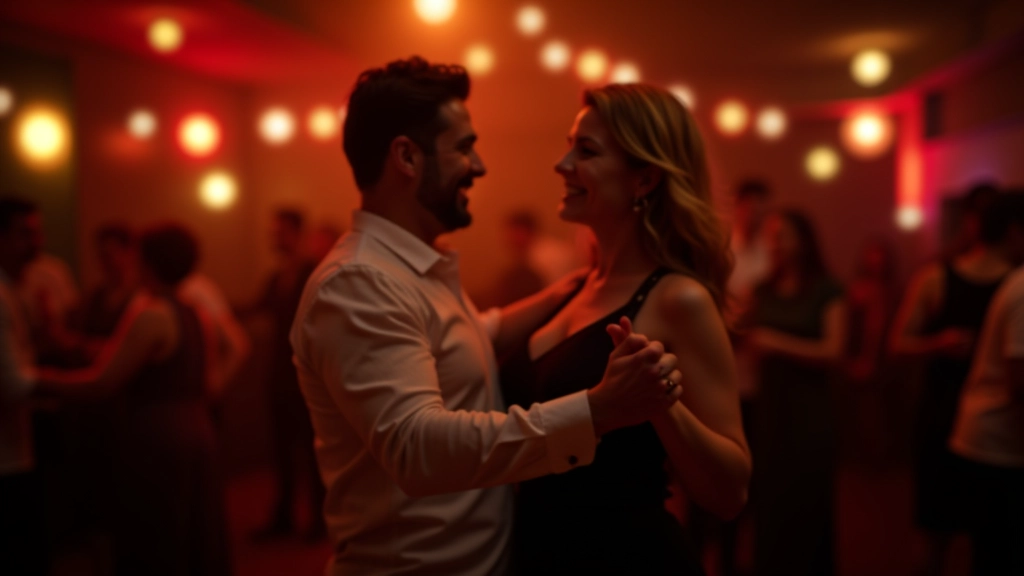 Bachata dance partners in close frame position